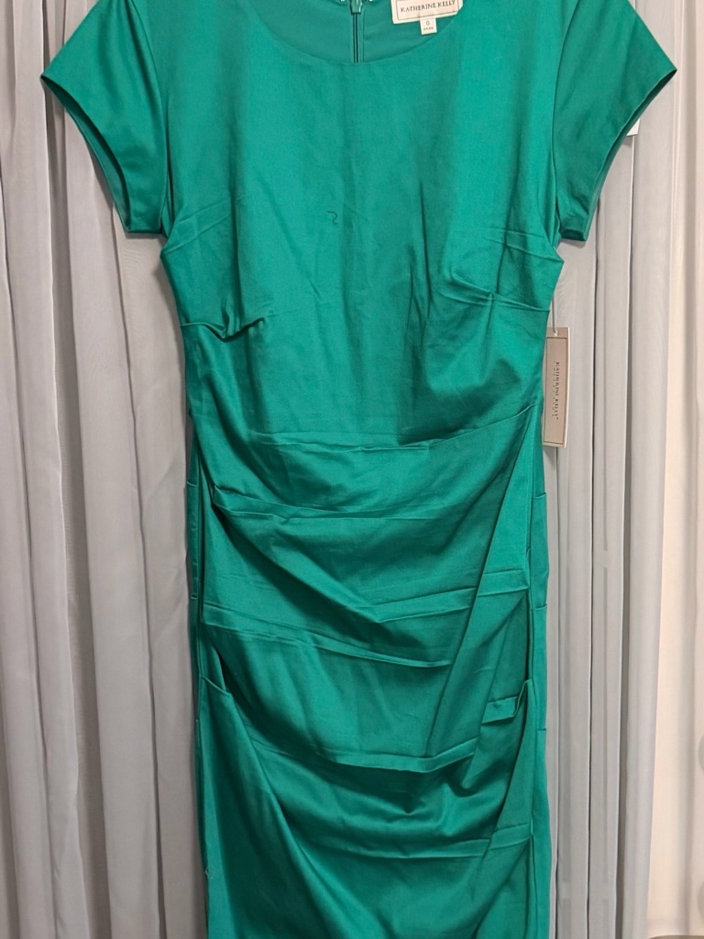 Katharine Kelley Lauren Tuck Dress Emerald Green Midi Size 0 New